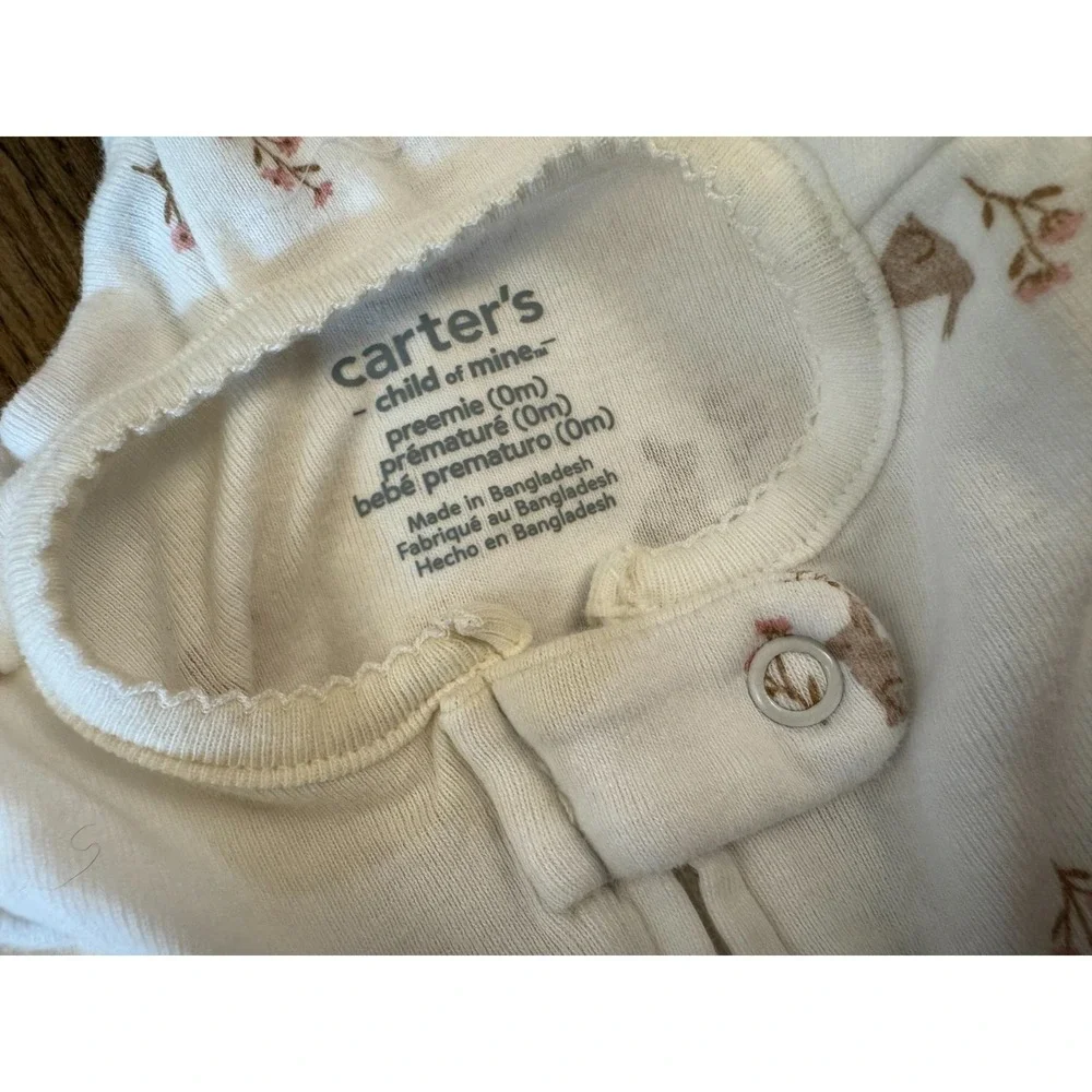 Child of Mine Baby Sleeper Girl Preemie Outfit Clothes Zip Goose‎ Bunny Flowers